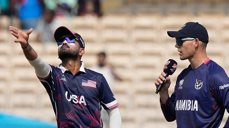 USA batter hits six during United States vs Namibia 26th Match Group A 2026 at MA Chidambaram Stadium Chennai